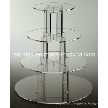 Four Tiers Round Acrylic Display Stand / Exhibition for Wedding Cake